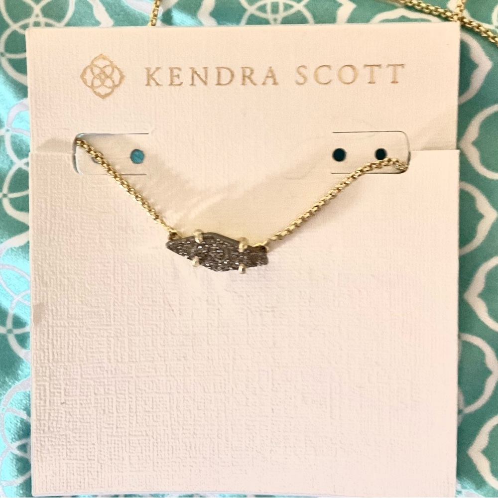 NWT Kendra Scott Bridgette Platinum Drusy Framed in Gold, INCL. KS dust-bag